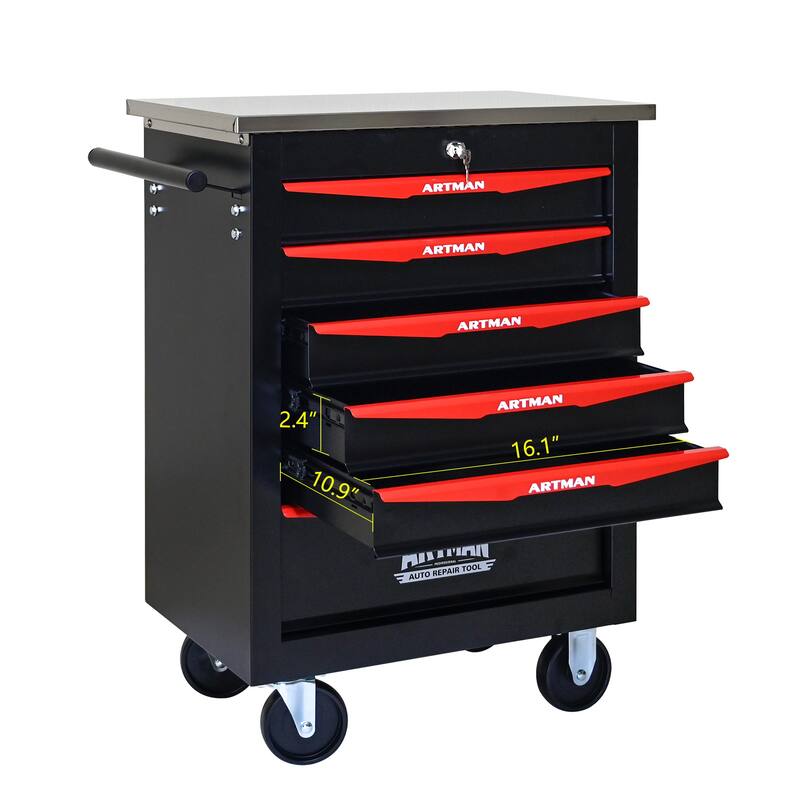 4/5/6/7 Metal Drawers Tool Cart with Wheels for Garage Workshop