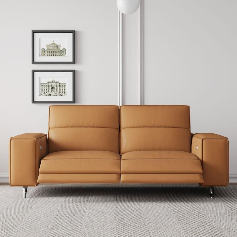 76.77'' Modern Leather Recliner Sofa, Power Reclining, Adjustable, Ergonomic Design, Living Room Furniture