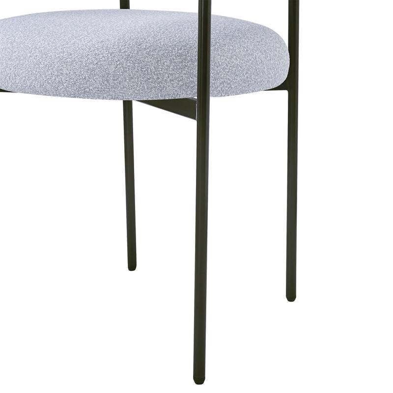 Grey Set of 2 Upholstered Armchair Dining Chairs Barrel Chair