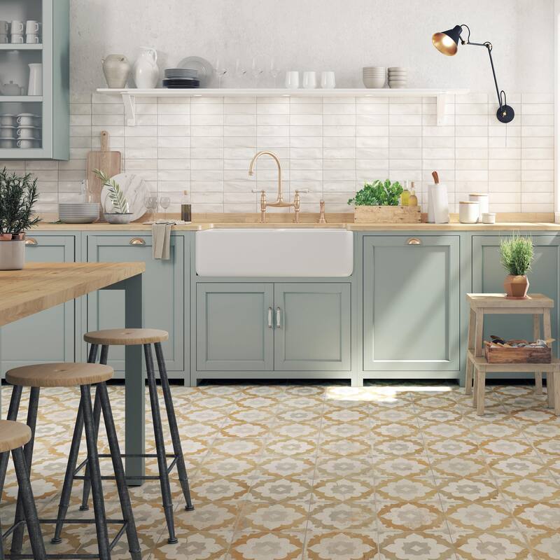 Merola Tile Kings Clay Blossom 17-5/8" x 17-5/8" Ceramic Floor and Wall Tile