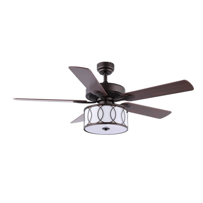 Kate 3-Light Transitional Glam Drum Shade LED Ceiling Fan With Remote, by JONATHAN Y - 52"