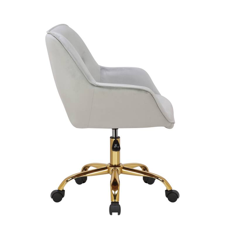Porthos Home Ula Velvet Office Chair with Arms, Adjustable Swivel Seat