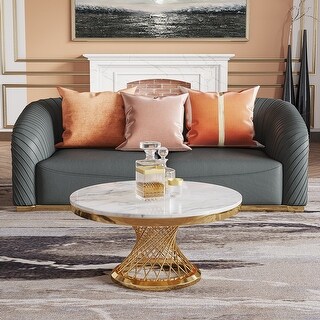 Round Coffee Table with Stainless Steel Base - Bed Bath & Beyond - 37783038