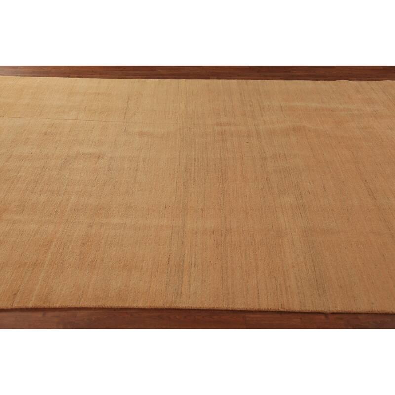 Modern Gabbeh Oriental Area Rug Hand-Knotted Yellow Wool Carpet - 6'6" x 9'10"