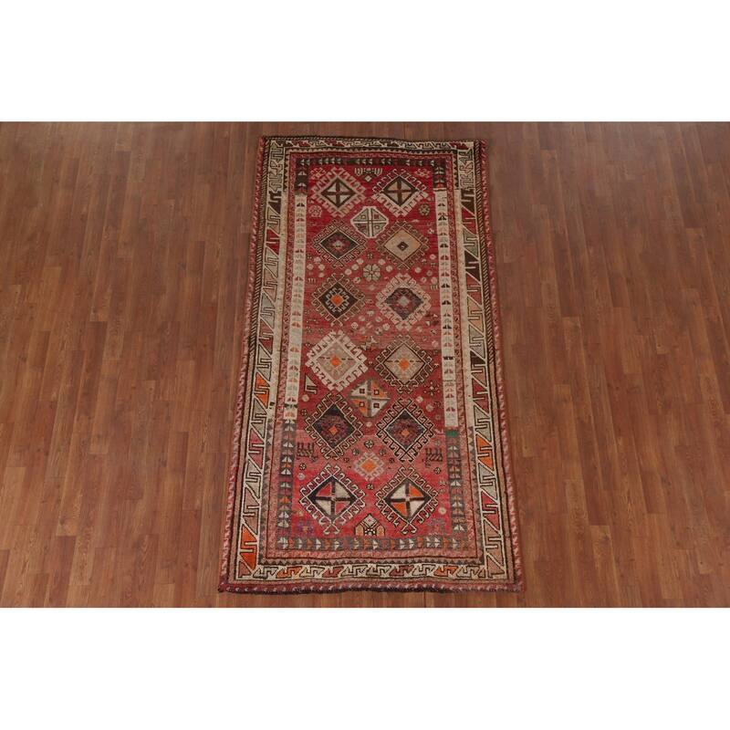 Hand Knotted Oriental 100% Wool Carpet Traditional Tribal Red Lori Area Rug - 7' 6'' X 3' 11''