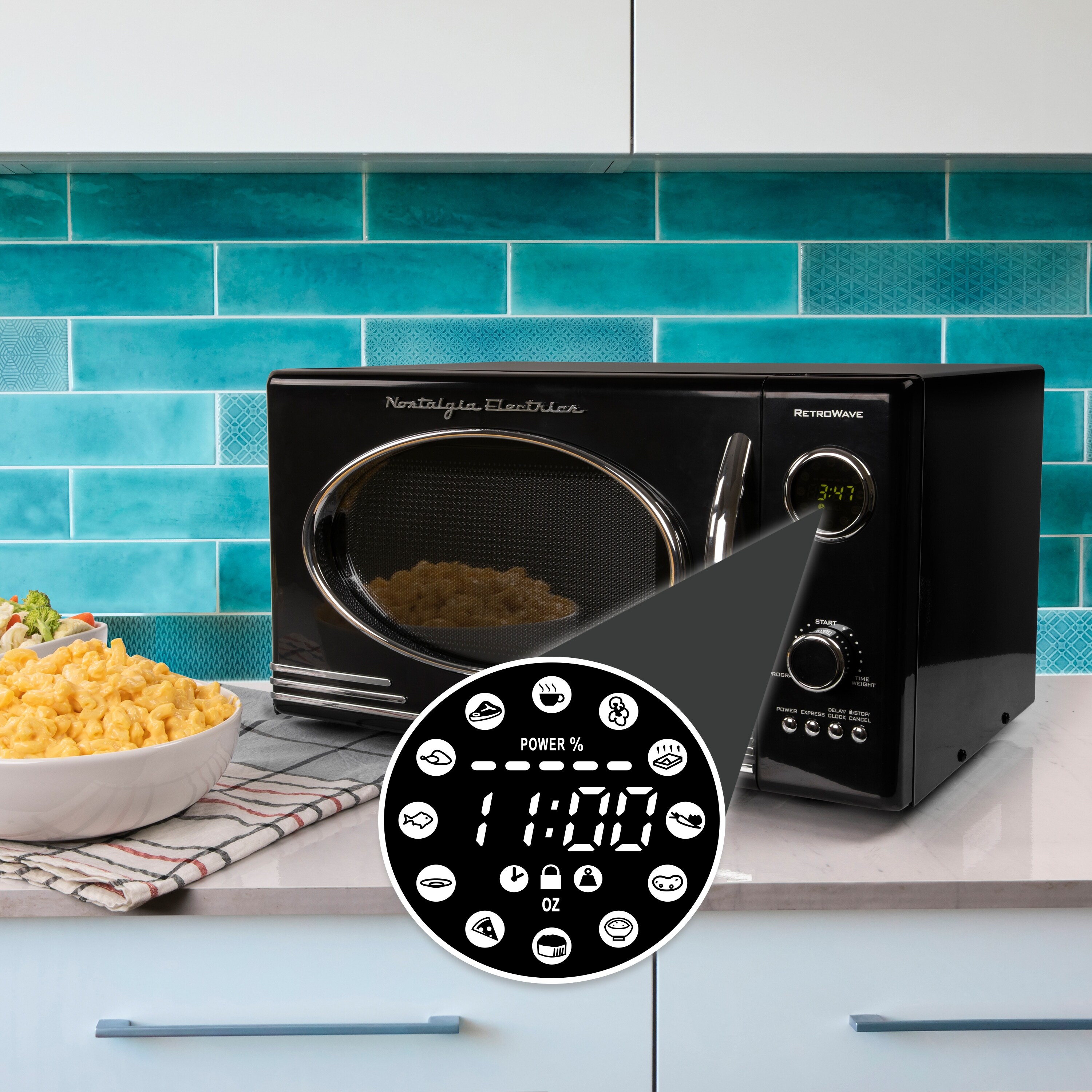 Nostalgia Retro Microwave Oven .9 Cu. Ft. Black