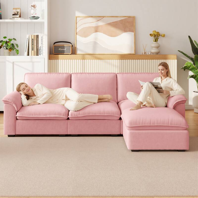 L-Shaped Computer Desk with 2 Cabinets and 2 Drawers, 11 Open Shelves and 1 Right Flip Shelf with Storage, with Power Outlet