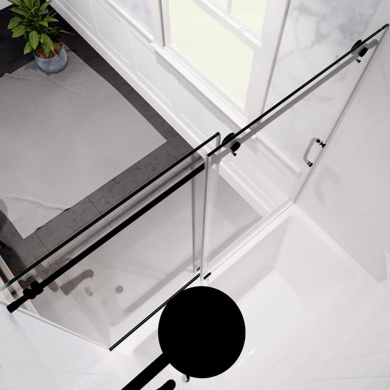 ANZZI Don Matte Black 60 in. x 62 in. Frameless Sliding Tub Door