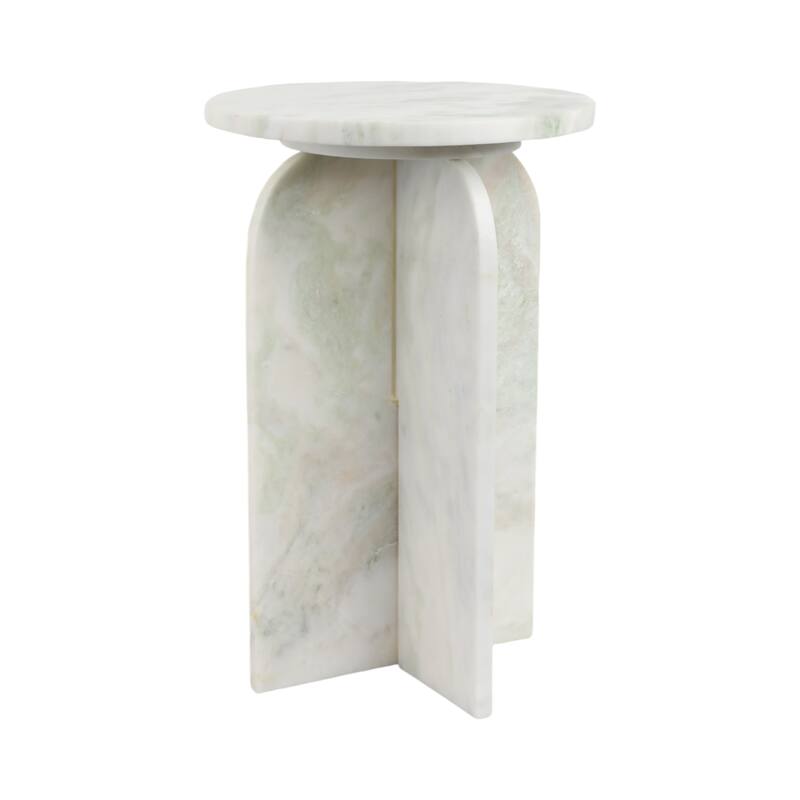 Marble Accent Table Modern Sculptural Architectural Split-Base Design