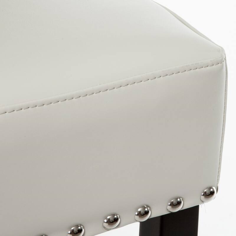 Roomfitters 30'' Backless Leather Counter Stools, Set of 2 Upholstered Bar Height Chairs with Wood Frame, Ivory
