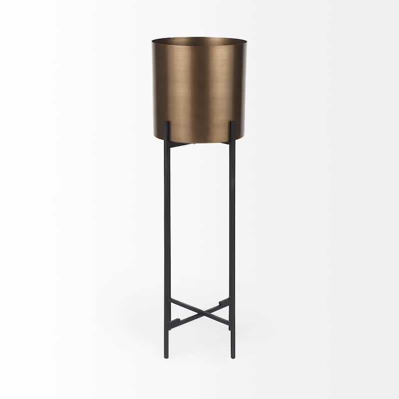 Sowerberry (Large) Bronze Metal w/Black Iron Legs Plant Stand