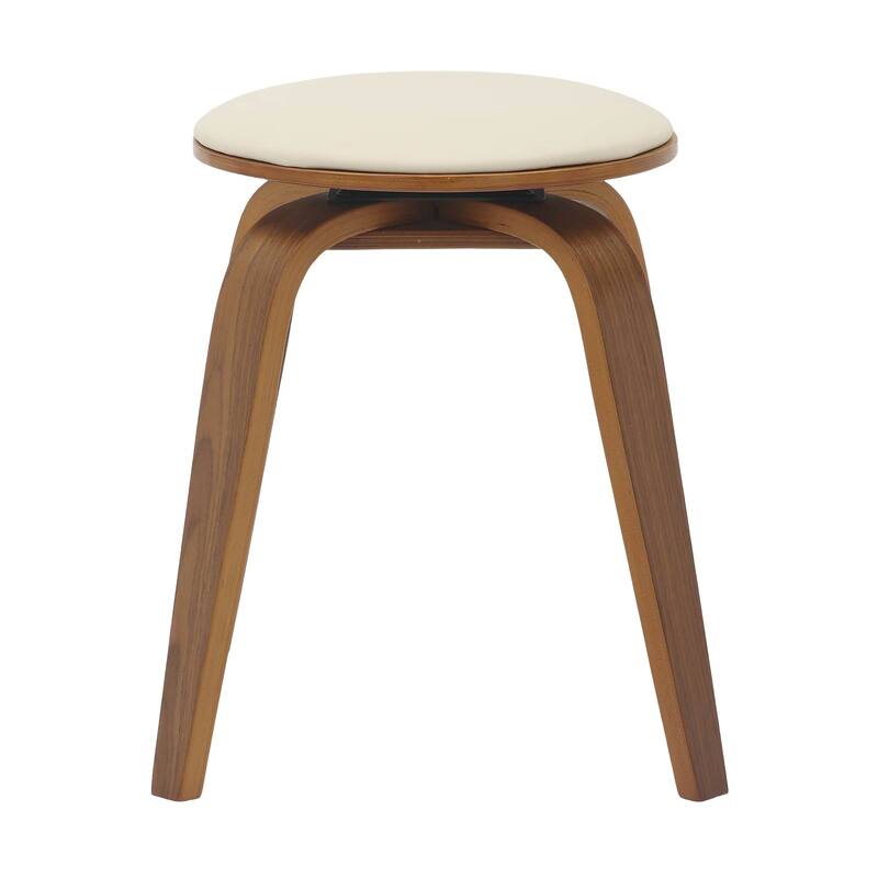 18 in. Leather Counter Stool Round Swivel Seat Poplar Wood Legs