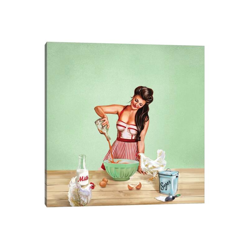 iCanvas "Bourbon Chickens Pinup Tray" by The Whiskey Ginger Canvas Print