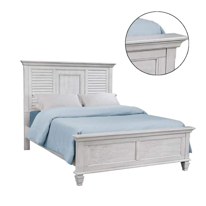 Bed With Panel Headboard, Antique White