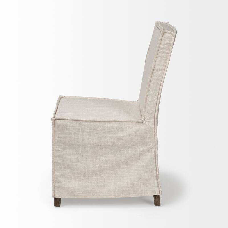 Set of 2 Modern Slipcovered Dining Chairs with Solid Wood Legs and Solid Back for Dining Room Seating