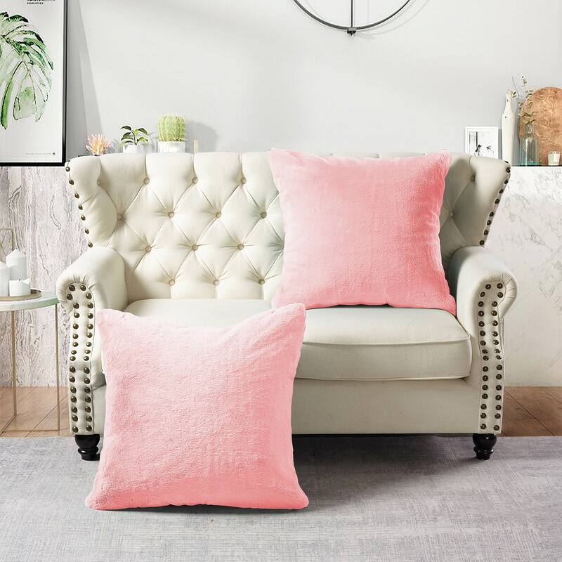 Serenta Heavy Fauxfur Pillow Shell 2 PC Set, NO INSERT - 26" x 26" - Rose Quartz