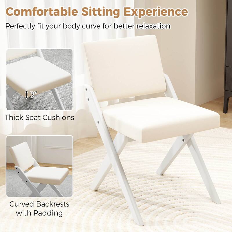 2/4 PCS Wooden Dining Chairs Upholstered Kitchen Chairs w/Wood Frame