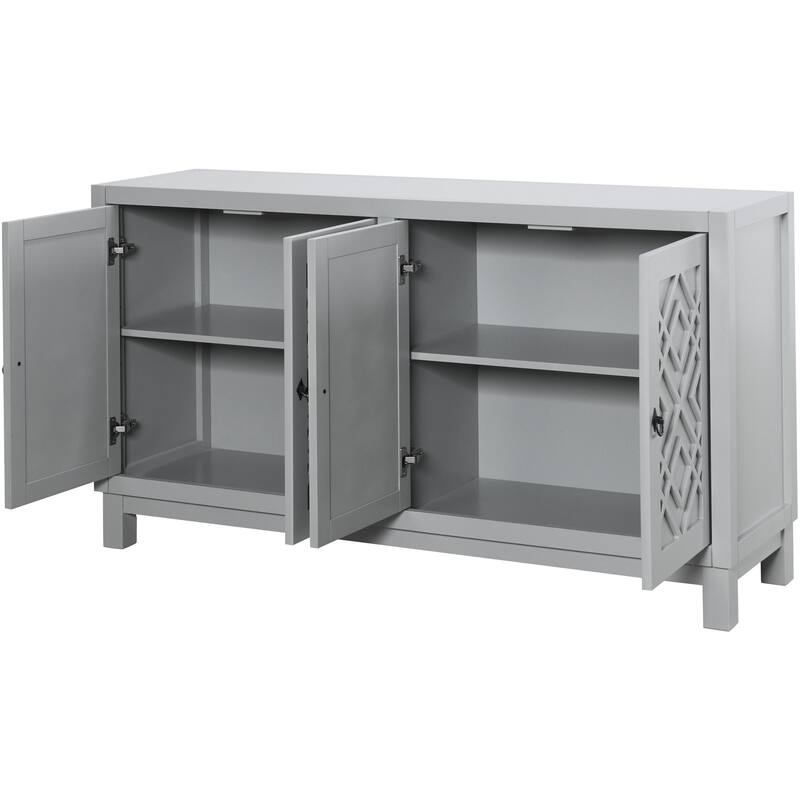 4 Door Buffet Cabinet Large Storage Space Sideboard Living Room Dining Room