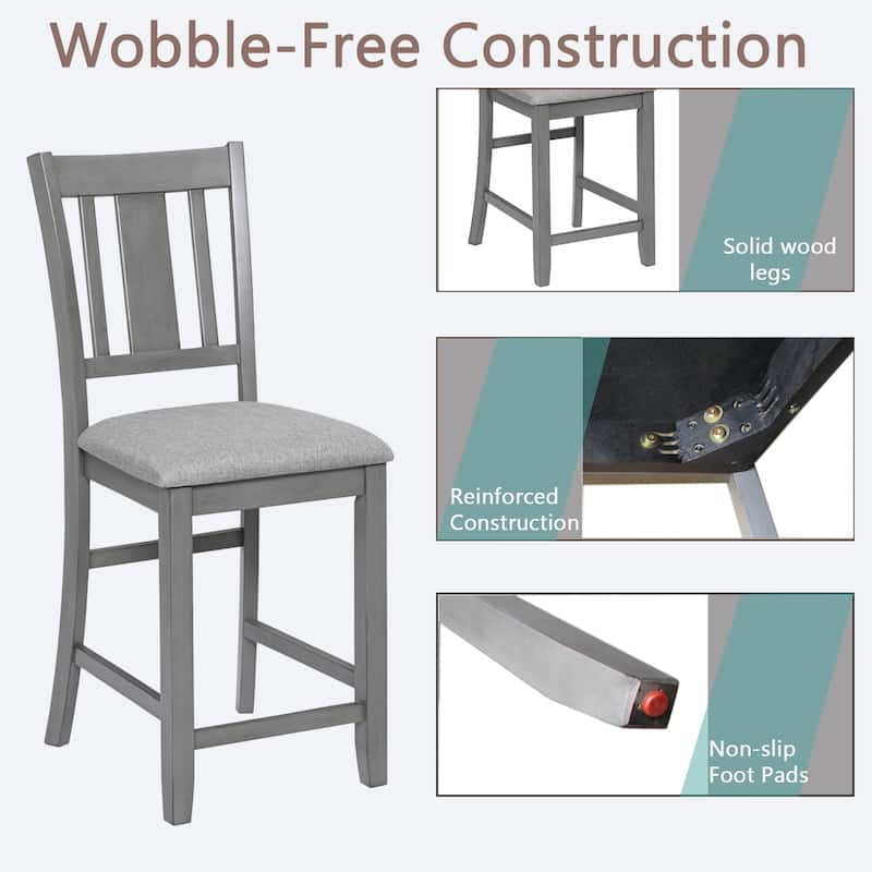 GDFStudio - Maison Modern Linen Upholstered Wooden Counter Height Dining Chairs Set, Padded Seat & Non-slip Feet Pads, Set of 4