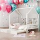 preview thumbnail 1 of 25, Full Size Wooden House Bed Kids Bed with Trundle and Shelf White