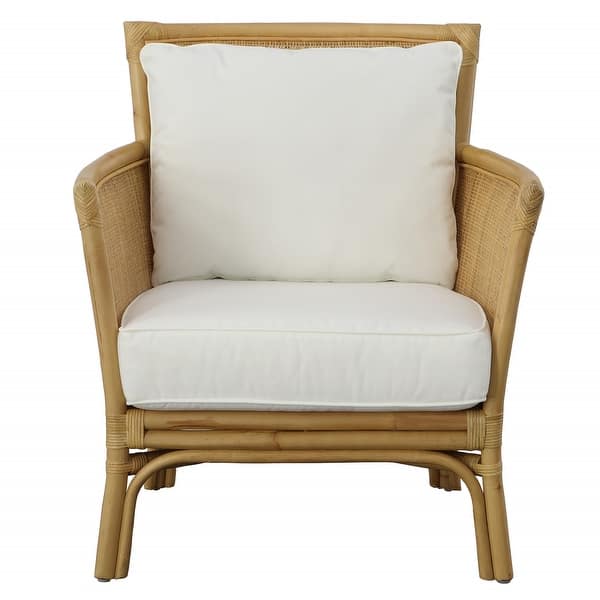 slide 2 of 6, Uttermost 23766 29" Wide Rattan Framed Polyester Accent Chair White / Woodtone