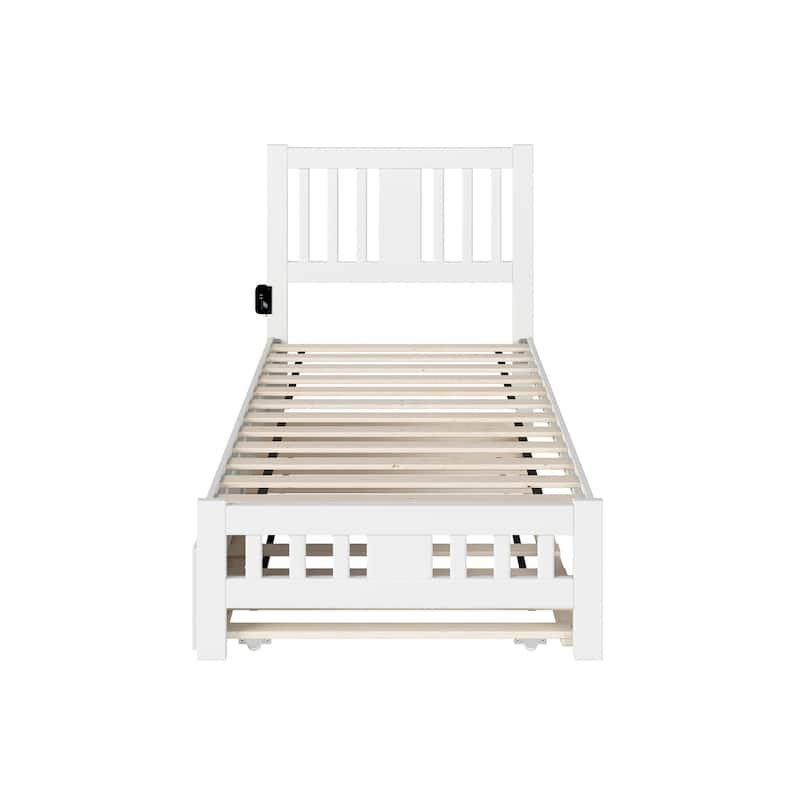 Tahoe Twin Platform Bed with Twin Trundle in White