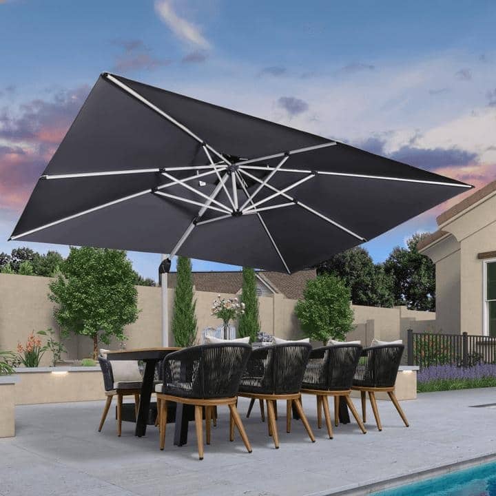 PURPLE LEAF Double Top 9x11/9x12/10x12/10x13ft Rectangle Umbrella Large Cantilever Outdoor Classic Umbrella