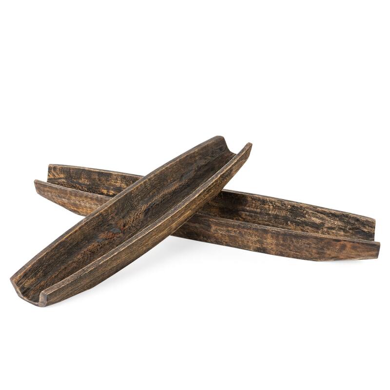 Colbie Wood Boat Trays, Set of 2 - 36 x 7 x 3.25