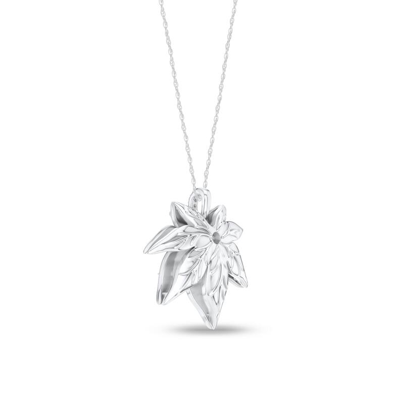 1/20ct TDW Diamond Maple Leaf Pendant Necklace in Silver for Women - White