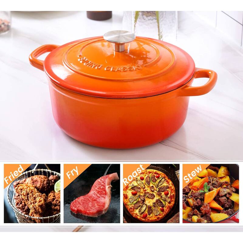 Enameled Cast Iron Dutch Oven, 5.5 Quart, Round Cast Dutch Ovens Pot with Lid Dual Handle for Bread Baking,Oven Safe up to 500°F