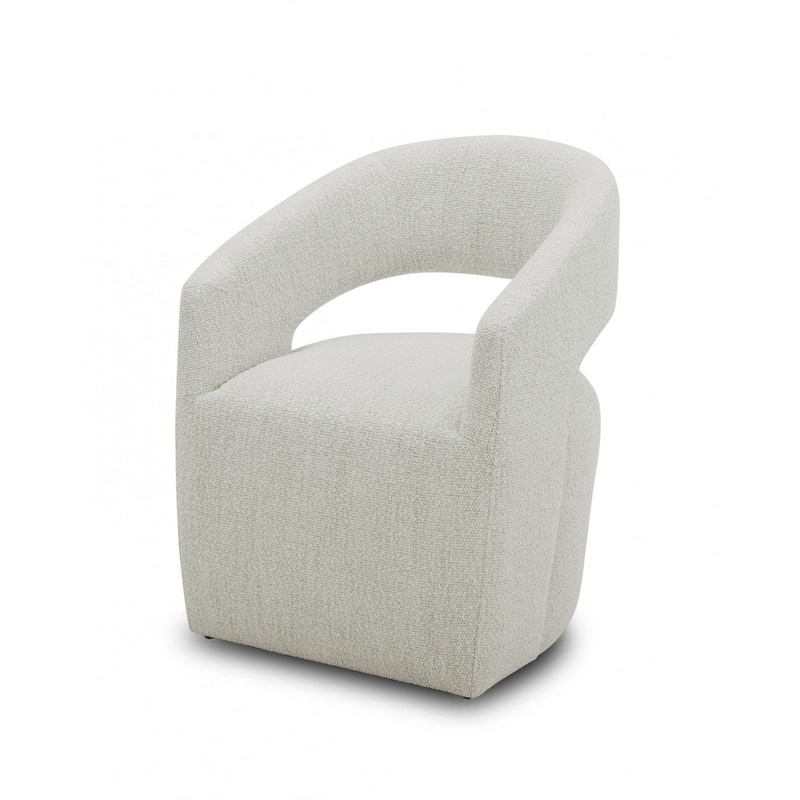 HomeRoots 26" Cream Textured Polyester Modern Arm Chair - 27