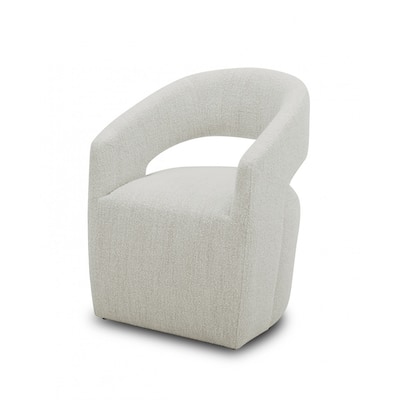 HomeRoots 26" Cream Textured Polyester Modern Arm Chair - 27