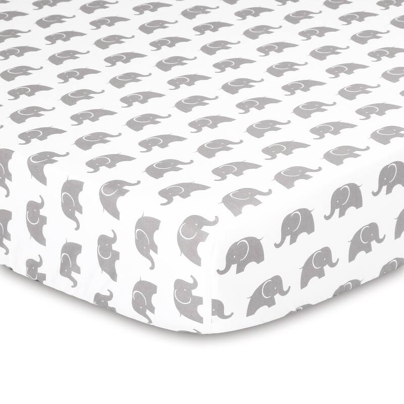 The Peanutshell Elephant Walk Grey/White 3 Piece Baby Crib Bedding Set