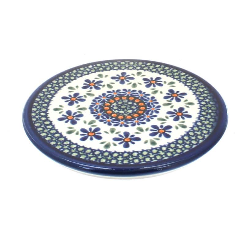 Blue Rose Polish Pottery 1012 Zaklady Trivet - Mosaic Flower