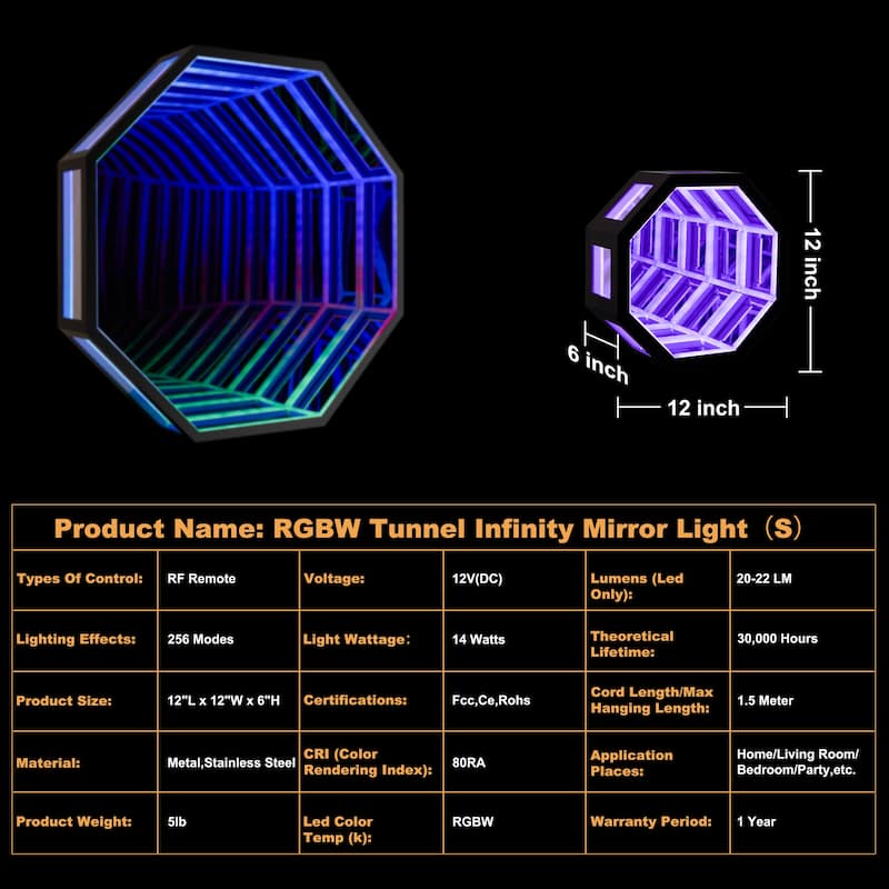 3D Mirror Infinity Tunnel Table Lamp