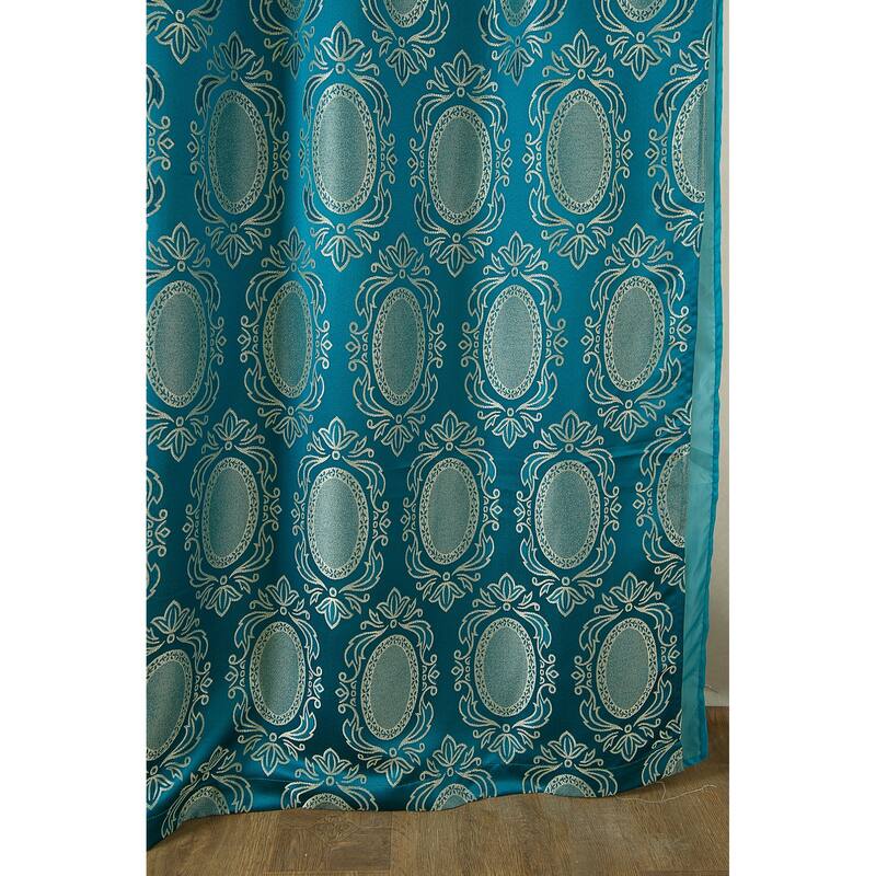 Gracewood Hollow Mabanckou Textured Jacquard Single Rod Pocket Curtain Panel w/ Attached Valance (54 x 84) - 54 x 84 in.