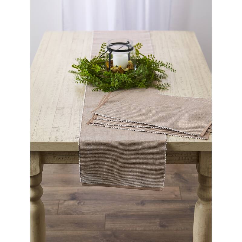 DII Black & White 2-Tone Ribbed Table Runner