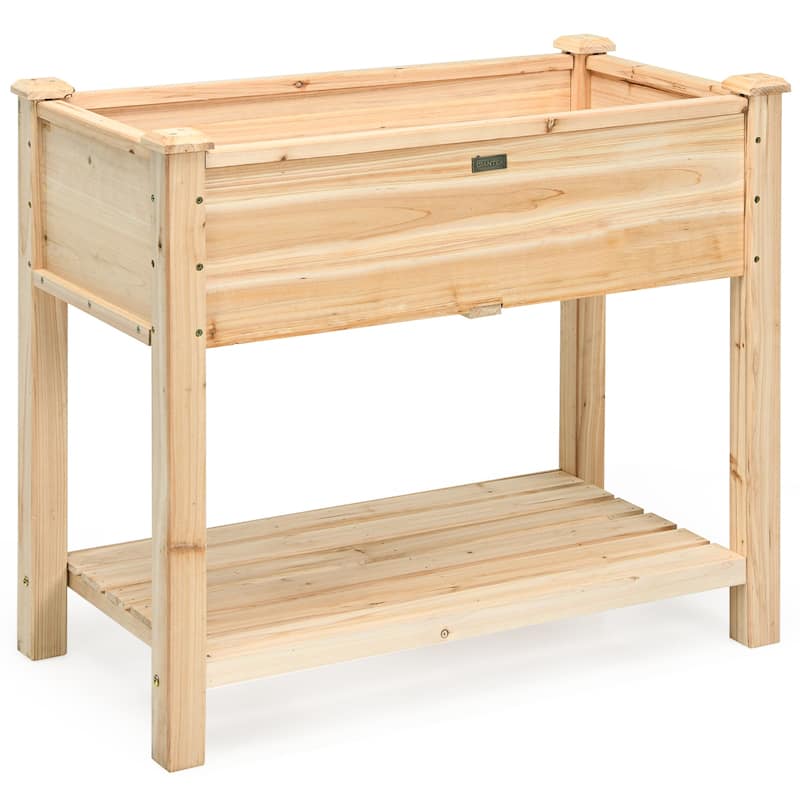 Costway Raised Garden Bed Elevated Wood Planter Box Stand for - 34” X 18” X 30”