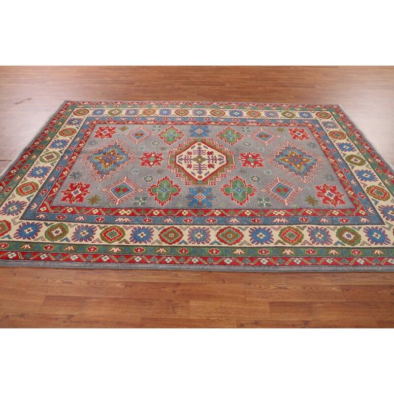 Kazak Oriental Area Rug Hand-Knotted Home Decor Wool Carpet - 6'1" x 8'10"