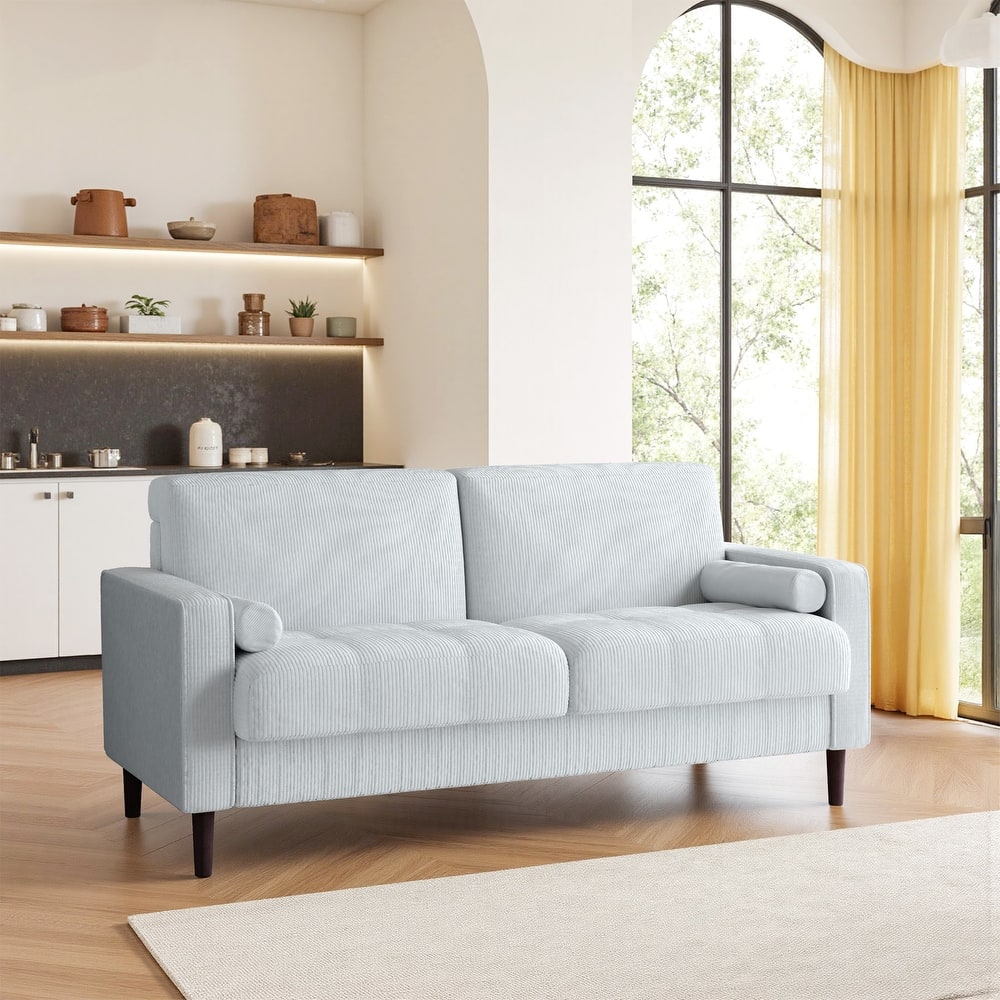 62.5'' W Corduroy Couch Upholstered Square Arm Sofa