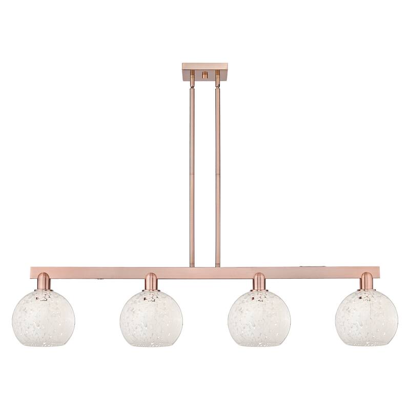Innovations Lighting Endless Possibilities Arcadia - White Mouchette - 4 Light 51" Stem Hung Island Light - Antique Copper