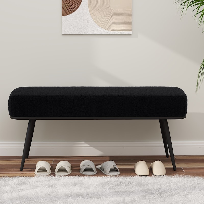 Fabric Upholstered Entryway Storage Bench, Bedroom Bench - 43.3"L x 16.54"W x 18.9"H