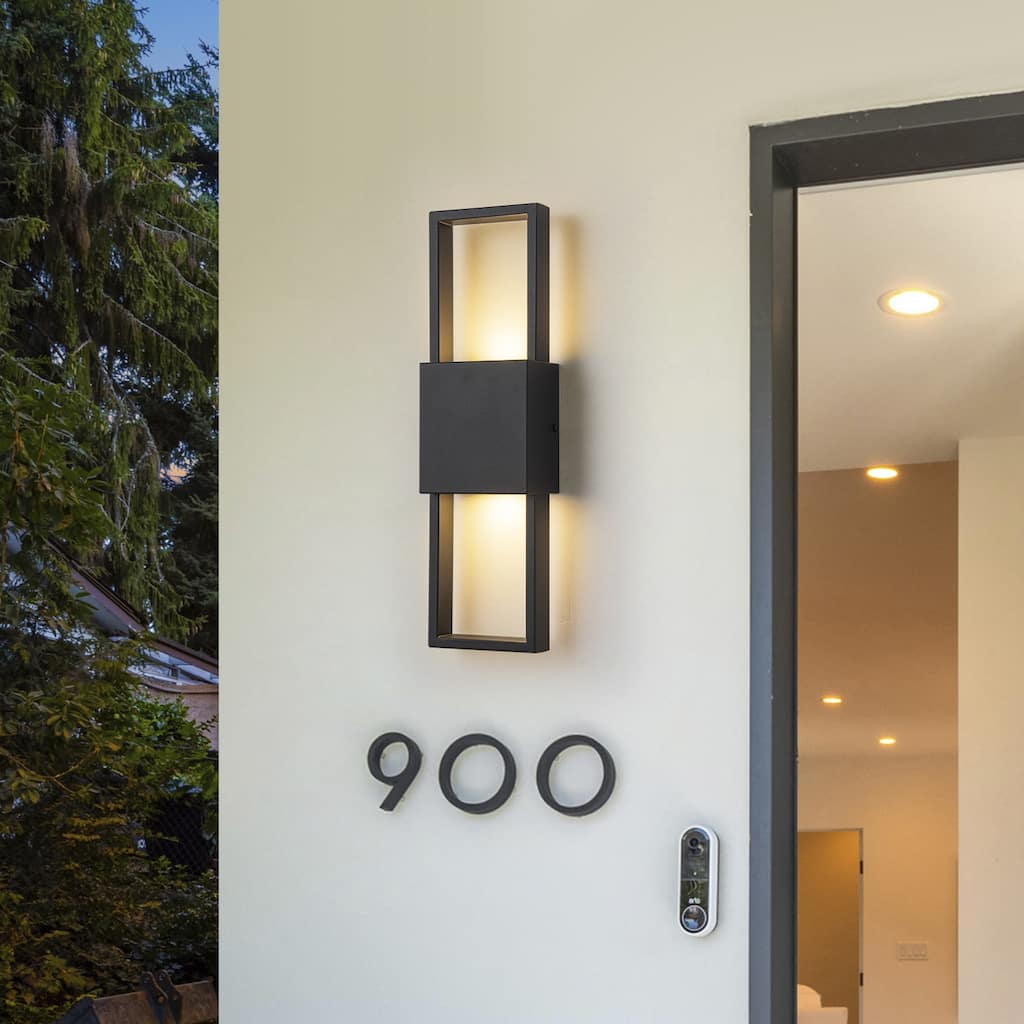 1-Light Outdoor Rectangular Linear Integrated LED Wall Sconce - H15.7" x W4.3" x D2.8"