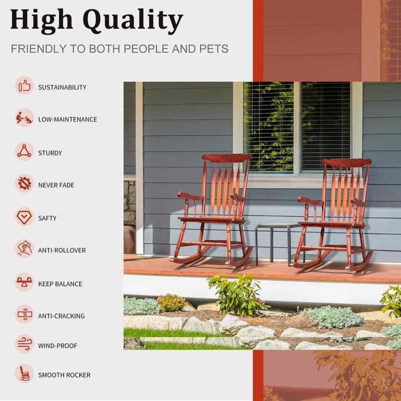 Single Solid Wood Patio Rocking Chair