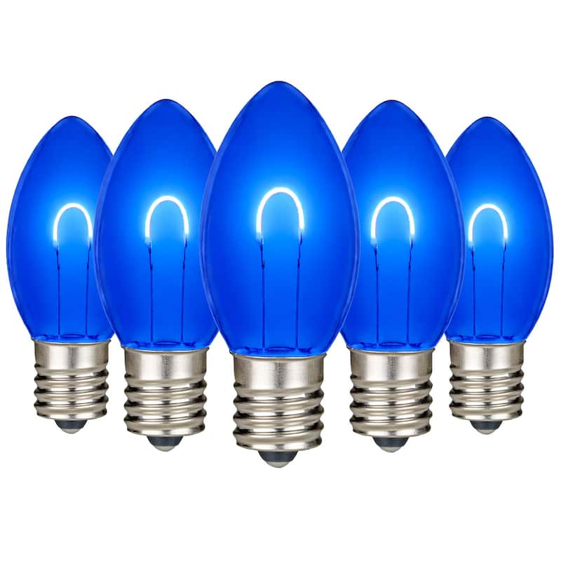 25 Pack C9 LED Outdoor Christmas Replacement Bulbs, Warm White, C9/E17 Base - Blue