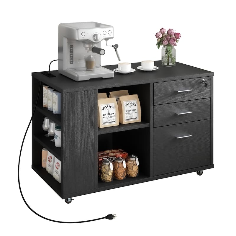 Moasis Mobile File Cabinet with Charging Station and Lock for Home Office