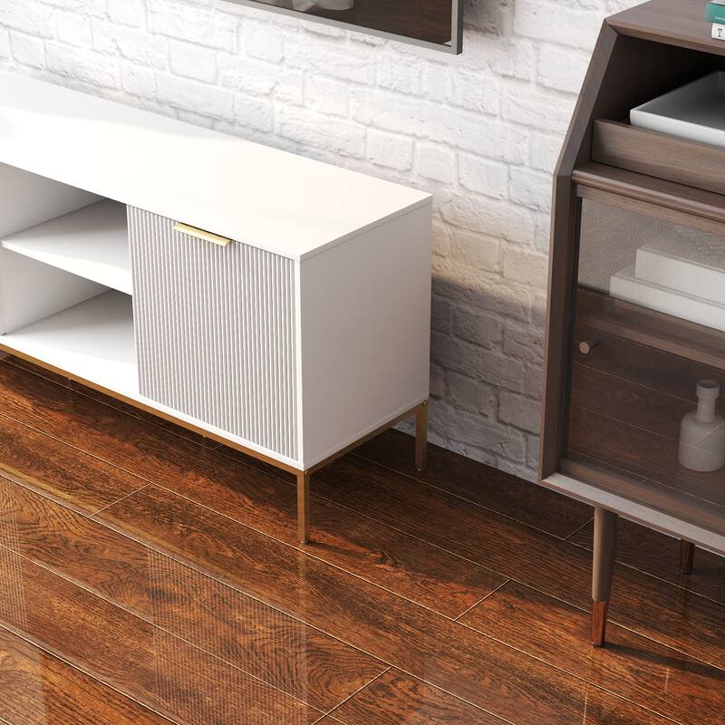 Modern TV Stand with Open Shelf & Adjustable Shelf
