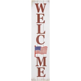 Plaque Murale En Bois Welcome Friends – Americana Patriotique – Style Rustique