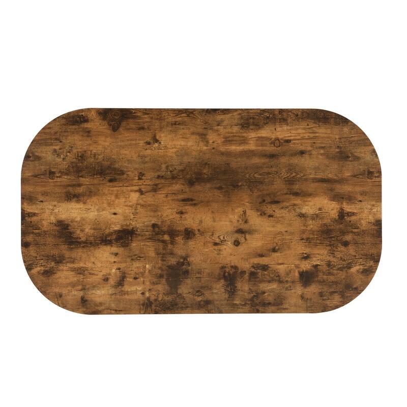 Mid-Century 7-Piece Dining Table Set for 6 People, Kitchen Dining Room Table Set with Faux Marble Dining Table and 6 Chairs