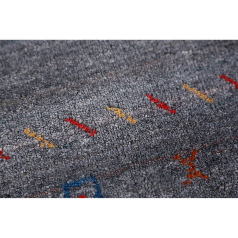 Hand Knotted Oriental 100% Wool Carpet Tribal Tribal Greys & Charcoal Gabbeh Area Rug - 9' 6'' X 8' 1''